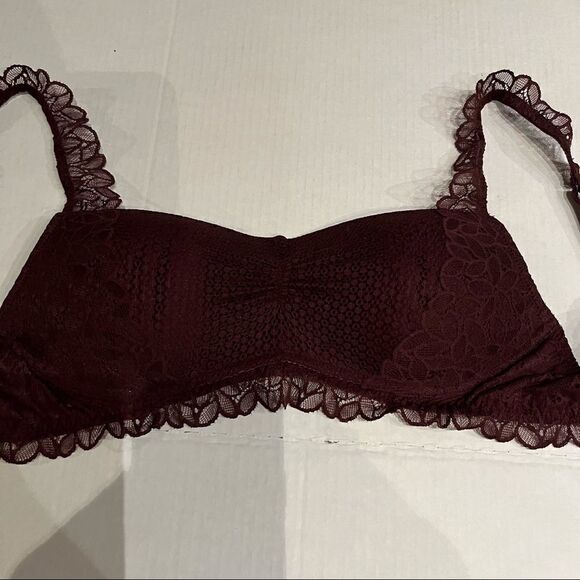 Aerie bralette maroon large lacy  adjustable straps - Picture 9 of 11